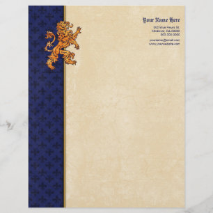 Mittelalterliche Goldlöwe-Blau-Lilie Briefkopf
