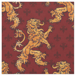 Mittelalterliche Goldlöwe-Rot-Lilie Stoff