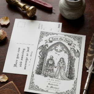 Mittelalterliche gotische Ritterbraut Bräutigam Te Postkarte