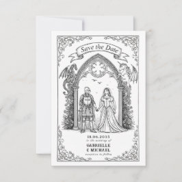 Mittelalterliche gotische Ritterbraut Bräutigam Te Save The Date