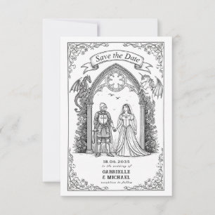 Mittelalterliche gotische Ritterbraut Bräutigam Te Save The Date