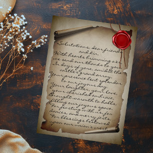 Mittelalterliche graue Wachssiegel-Hochzeit-Dankes Postkarte