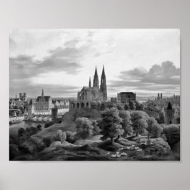 mittelalterliche Grayscale Stadt Poster