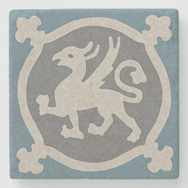 Mittelalterliche Griffin Tile Steinuntersetzer (Vorderseite)