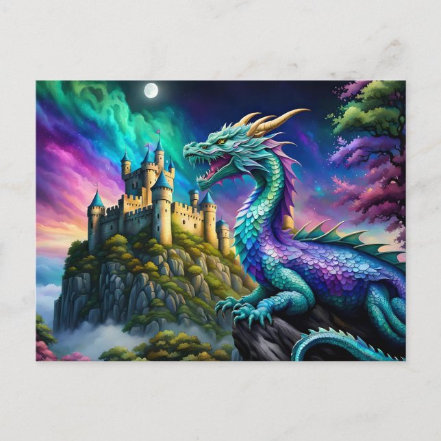 Mittelalterliche Grüße - Irisdrache  Postkarte (Vorderseite)