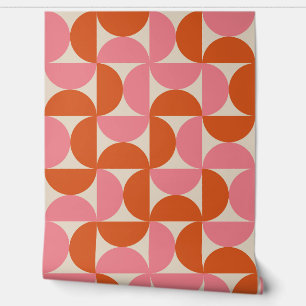 Mittelalterliche Halbkreise Rosa und Orange  Tapete