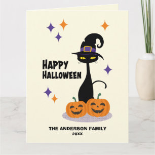 Mittelalterliche Halloween-Atomkatze Karte