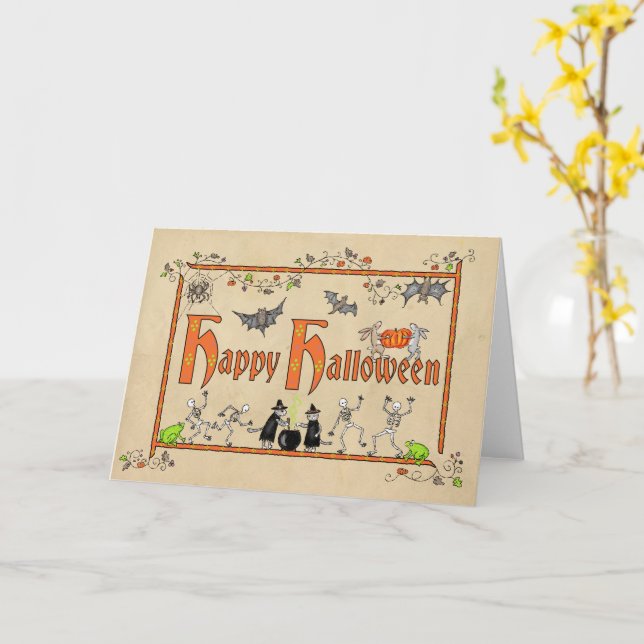 Mittelalterliche Halloween-Karte Karte (Gelbe Blume)