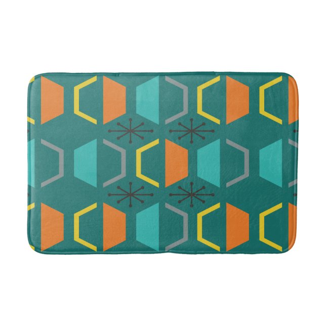 Mittelalterliche Hexagons Aquamarin Badematte (Vorderseite)