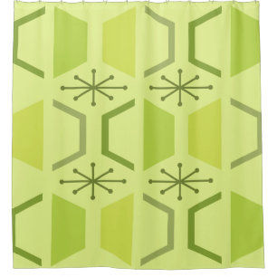 Mittelalterliche Hexagons Chartreuse Duschvorhang