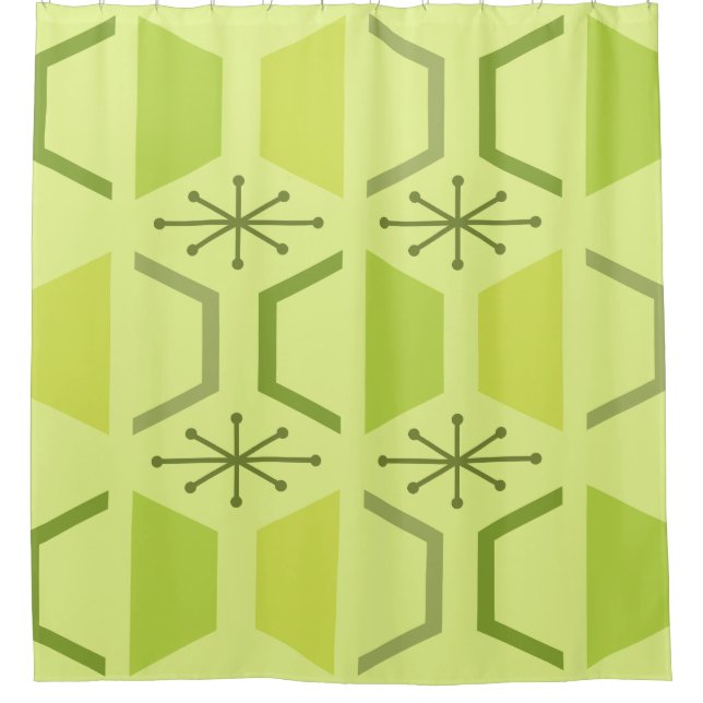 Mittelalterliche Hexagons Chartreuse Duschvorhang (Vorderseite)