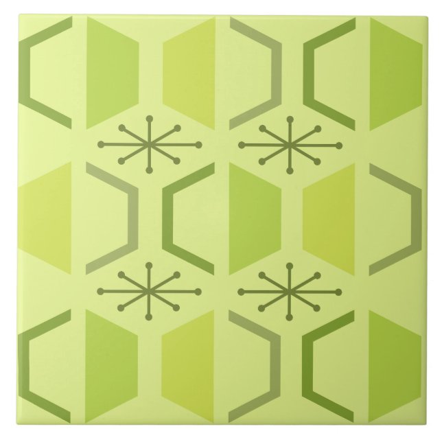 Mittelalterliche Hexagons Chartreuse Fliese (Vorderseite)