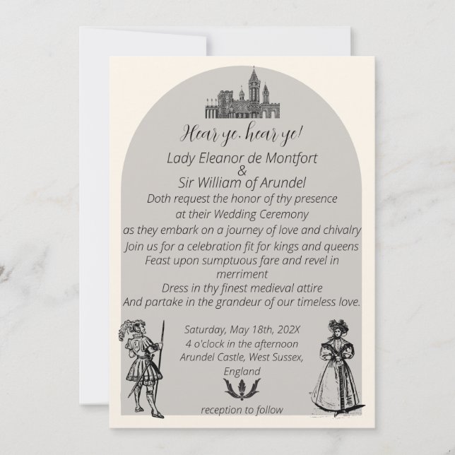 Mittelalterliche Hochzeit der Renaissance Einladung (Vorderseite)