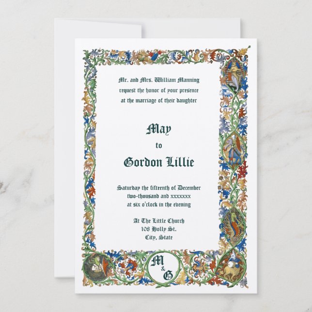 Mittelalterliche Hochzeit des 14. Jahrhunderts Einladung (Vorderseite)