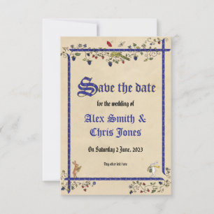 Mittelalterliche Hochzeitstiere Karte zur Vorankün