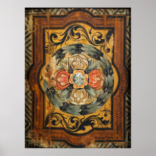 mittelalterliche Holzmalerei Vintage alte gotische Poster