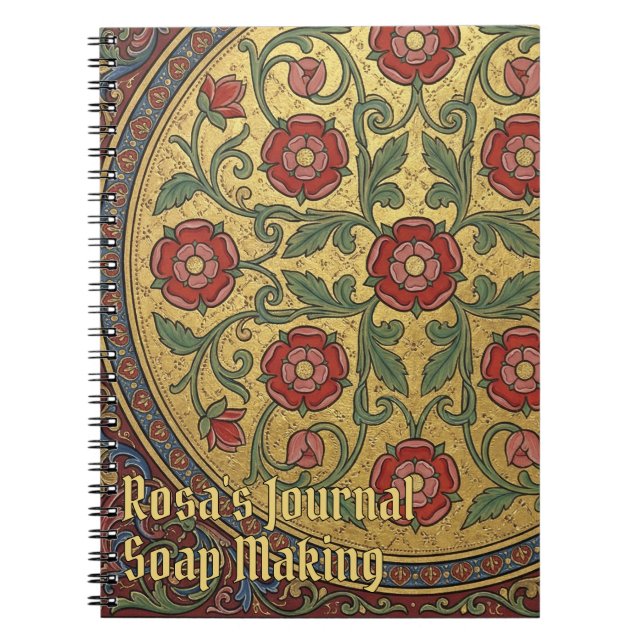 Mittelalterliche illuminierte Handschrift Rose Notizblock (Vorderseite)