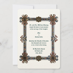 Mittelalterliche illuminierte Rahmenhochzeit Einladung