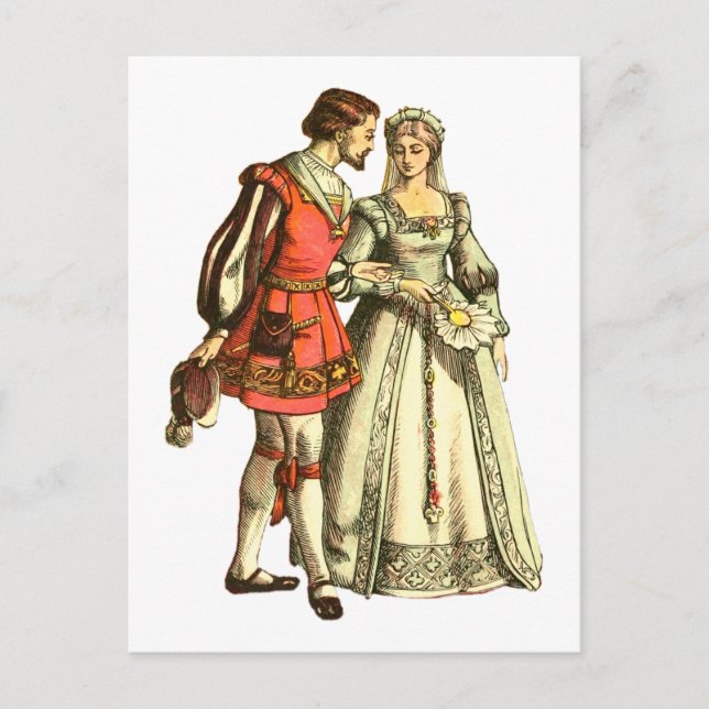 Mittelalterliche Illustration ~ Lord and Lady Postkarte (Vorderseite)