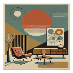 Mittelalterliche Innenarchitektur Sunrise Wohnzimm Poster