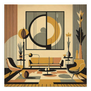 Mittelalterliche Innenraumgestaltung Herbstfarben Poster