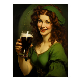 Mittelalterliche Irish Maiden Drink Bierfantasie Poster