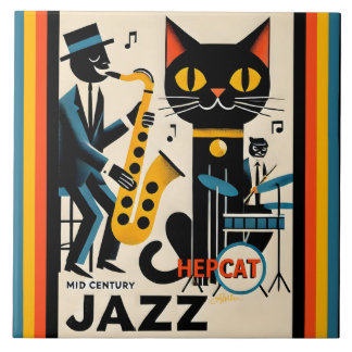 Mittelalterliche Jazz-Zeitalter HepCat Black Cat Fliese