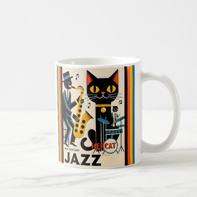 Mittelalterliche Jazz-Zeitalter HepCat Black Cat Kaffeetasse (Rechts)