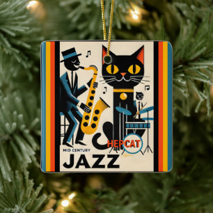 Mittelalterliche Jazz-Zeitalter HepCat Black Cat Keramikornament