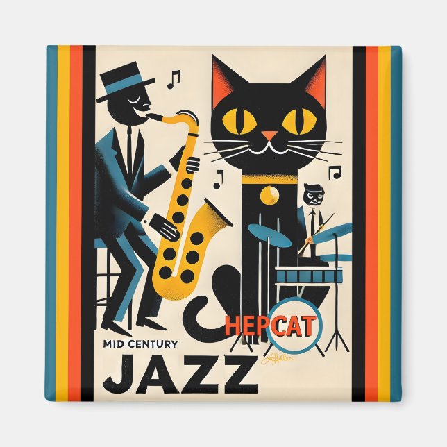 Mittelalterliche Jazz-Zeitalter HepCat Black Cat Magnet (Vorne)