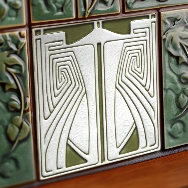 Mittelalterliche Jugendstil-Symmetrie-Seite Grün Fliese (Von Creator hochgeladen)