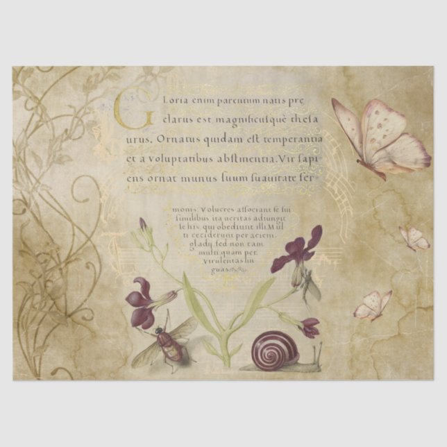 Mittelalterliche Kalligraphie mit der Natur Seidenpapier (Vorderseite)