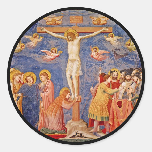 Mittelalterliche Karfreitagsszene Runder Aufkleber (Vorderseite)