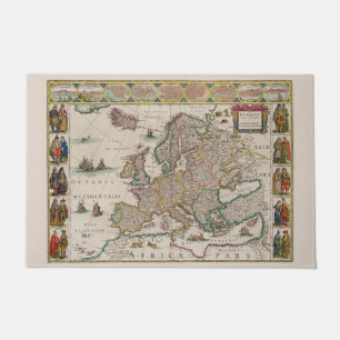 Mittelalterliche Karte Europas (von Willem Blaeu) Fußmatte