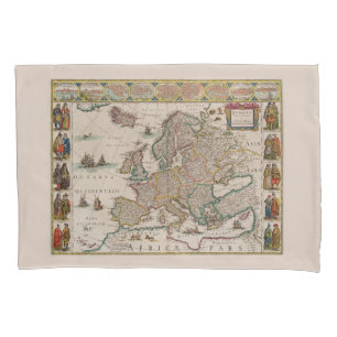 Mittelalterliche Karte Europas (von Willem Blaeu) Kissenbezug