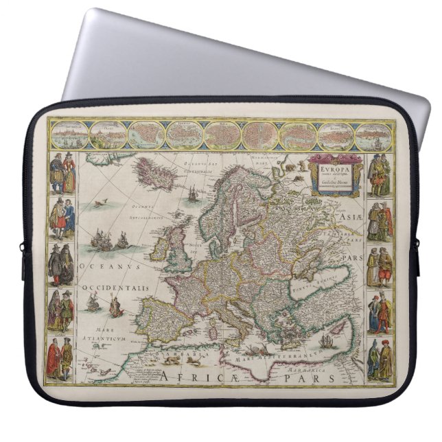 Mittelalterliche Karte Europas (von Willem Blaeu) Laptopschutzhülle (Vorderseite)