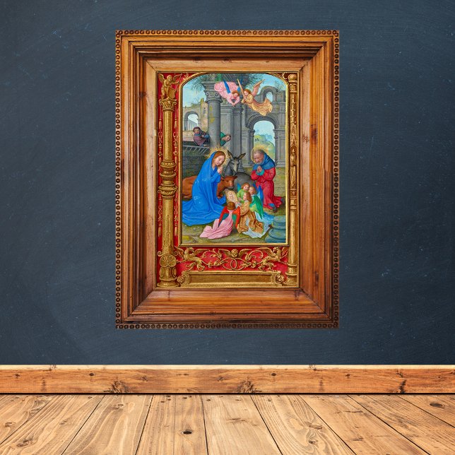 Mittelalterliche Katholische Christliche Weihnacht Poster (Vintage Medieval Traditional Religious Christian Catholic Christmas Nativity Scene poster)