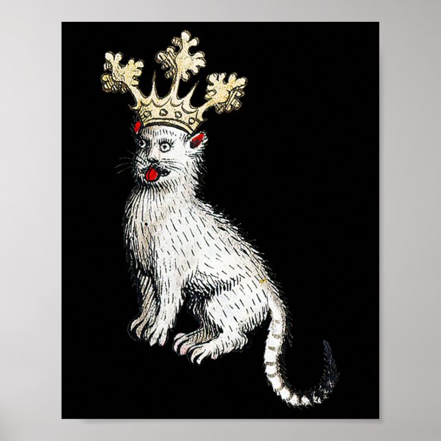 Mittelalterliche Katze König Antikes Mittelalter D Poster (Vorne)