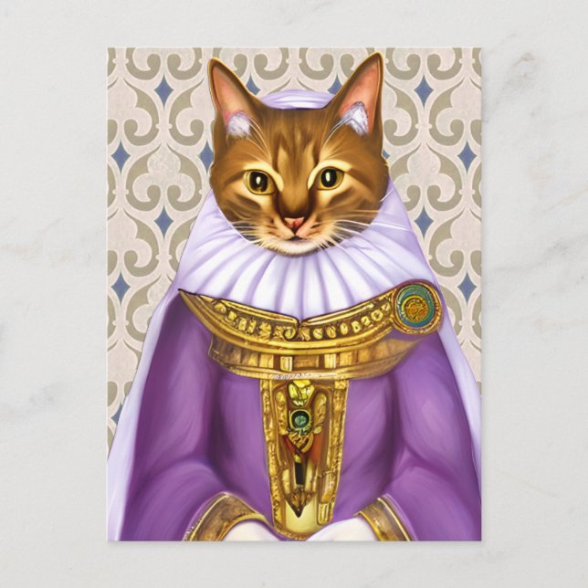 Mittelalterliche Katze Maiden Postkarte (Vorderseite)