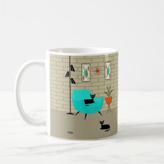 Mittelalterliche Katze mit Mini-Kies Art Kaffeetasse (Links)