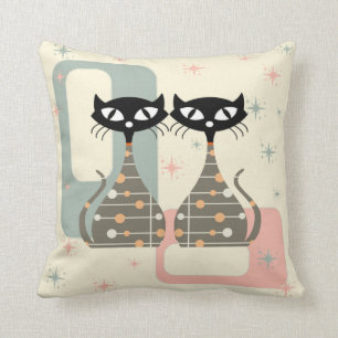Mittelalterliche Katze Mitte des Jahrhunderts Mode Kissen