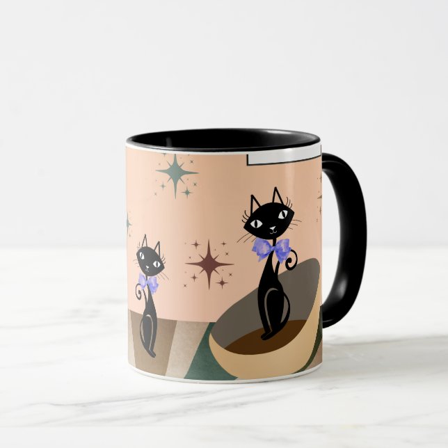 Mittelalterliche Katze Mitte des Jahrhunderts Mode Tasse (VorderseiteRechts)