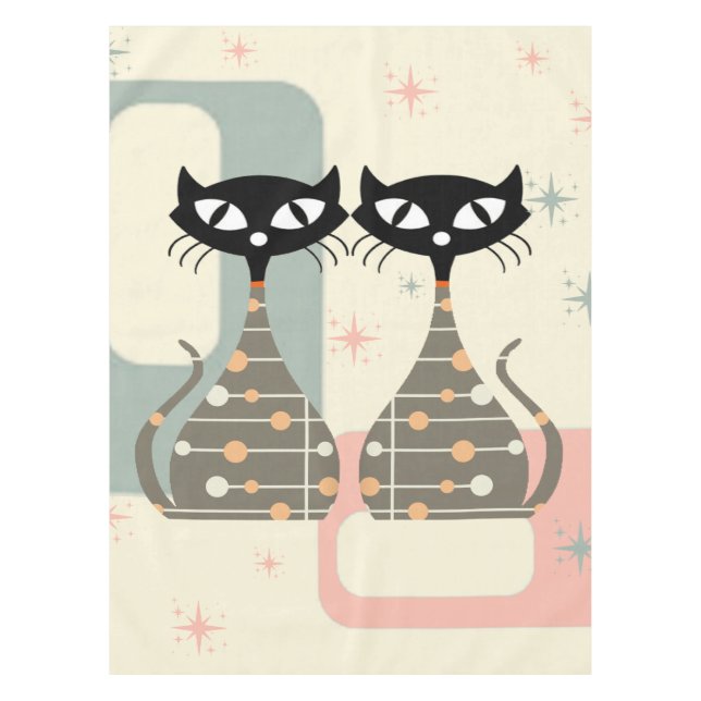 Mittelalterliche Katze Mitte des Jahrhunderts Mode Tischdecke (Vorderseite)