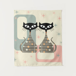 Mittelalterliche Katze Mitte des Jahrhunderts Mode Wandteppich