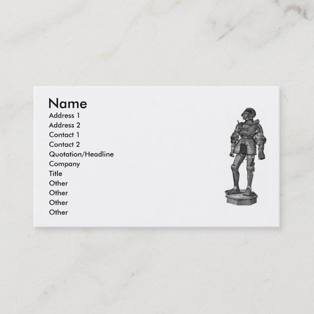 Mittelalterliche Knight Business Card Visitenkarte (Vorderseite)