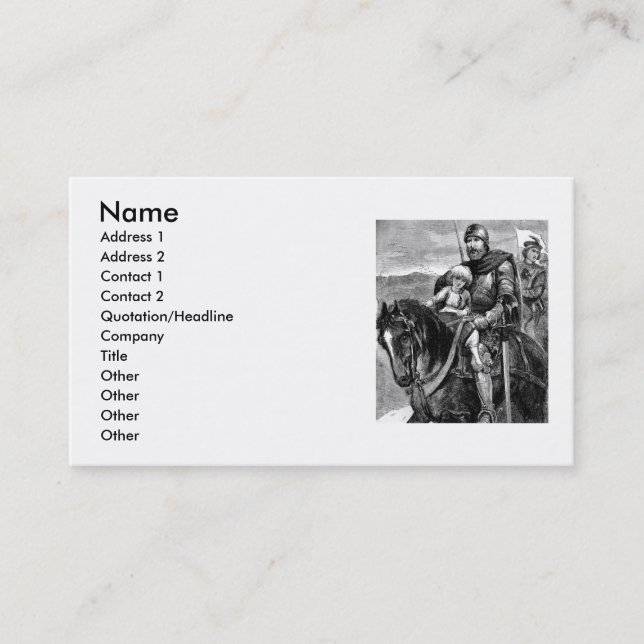 Mittelalterliche Knight Business Card Visitenkarte (Vorderseite)