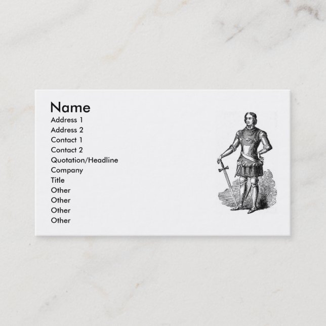 Mittelalterliche Knight Business Card Visitenkarte (Vorderseite)