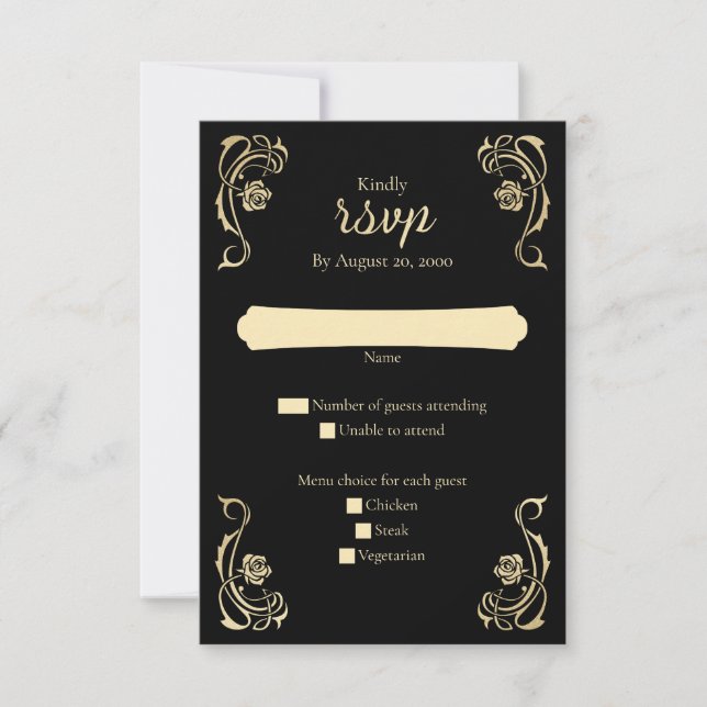 Mittelalterliche Königliche Rose Hochzeit RSVP-Kar RSVP Karte (Vorderseite)