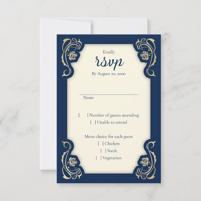 Mittelalterliche Königliche Rose Hochzeit RSVP-Kar RSVP Karte (Vorderseite)