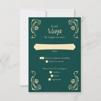 Mittelalterliche Königliche Rose Hochzeit RSVP-Kar RSVP Karte